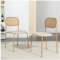 Furnishings Home Rattanstuhl 4-Fußstuhl Polsterstühle Esszimmerstuhl (2 tlg., 2 St), Polsterstühle, Metallbeine, Höhe 80.5 cm, Tragkraft 150kg