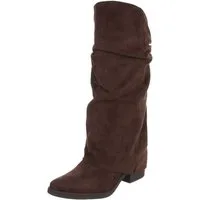 Ital-Design Damen Kniehochstiefel mit Blockabsatz, Schlupfform Westernstiefel (92078800) Blockabsatz Stiefel in Braun