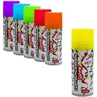 Spetebo Luftschlange Luftschlangenspray 100 ml fluoreszierend, 6er Pack - Karneval Deko Sprüh Luftschlangen in 6 bunten Farben