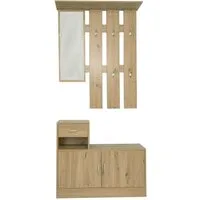 HTI-Line Garderoben-Set Garderobe Thekla, (Set, 1x Garderobenpaneel und 1x Schuhschrank, ohne Dekoration), Garderobenpaneel mit Spiegel, Hutablage und 5 Haken