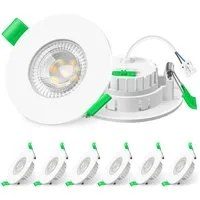 ALUSSO LED Einbauleuchte 6er-Set, 6 W, 3CCT, dimmbar, IP44, Ø 68 mm, Energieklasse E, 3000K/4000K/6500K, 540lm, Weiß
