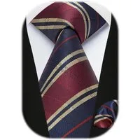LuxusKollektion Krawatte Krawatte Herren Hochzeit Einstecktuch Set Marineblau Burgundy