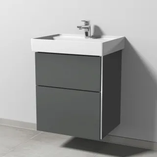 Sanipa 3way Waschtischunterbau zu Villeroy & Boch Collaro Waschtisch mit 2 Auszügen, Anthrazit-Glanz BS83379