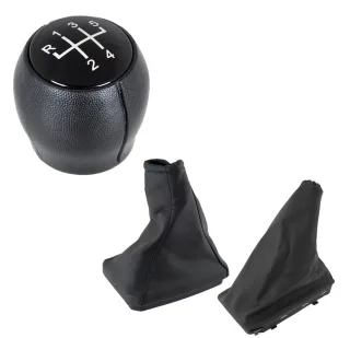 Schaltknauf Knauf 5-Gang Schaltmanschette Manschette + Rahmen + Bezug Handbremse in Schwarz für Opel Corsa C 2000-2012