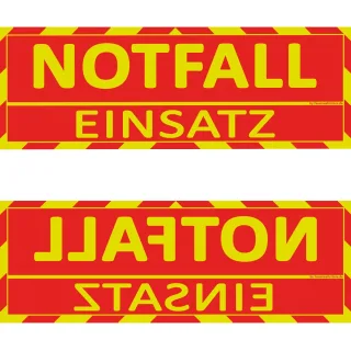 Einsatz Wendeschild | Feuerwehrstore | WSB2 für die Sonnenblende | "Notfall Einsatz" | 300 x 100 x 3mm | Normal- und Spiegelschrift | Leuchtfarben  "Notfall Einsatz"