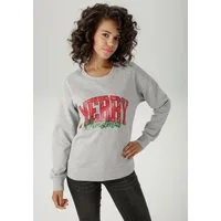 Aniston CASUAL Weihnachtssweatshirt mit "MERRY Christmas"-Schriftzug in Pailletten-Optik