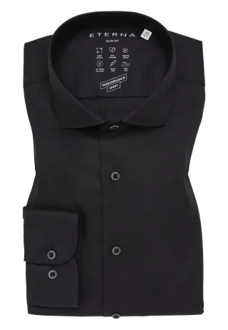 ETERNA - Performance Shirt Natté-Stretch Langarm schwarz - Gr. - 40