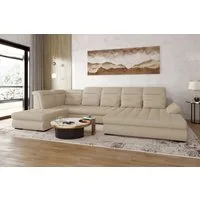 99rooms Wohnlandschaft Toscana, Sofa, U-Form, Bettfunktion, Rundumbezug aus gepolstertem Velours VOGUE