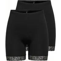 ONLY Radlerhose ONLLIVE – Radlerhosen mit Spitzensaum im praktischen Doppelpack (2er-Pack) unifarben, modisch, slim fit, Baumwollmischung