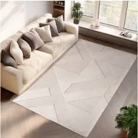 Jimri Teppich COSY - Skandinavischer Boho Geometrisch Modernerteppich Unifarben, Rechteckig, Höhe: 12 mm, Hoch-Tief-Effekt, Kurzflor