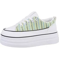 Ital-Design Damen Low-Top Freizeit Sneaker Flach Sneakers Low in Weiß