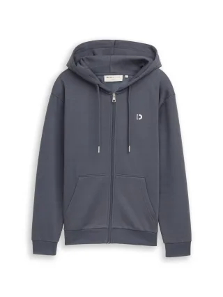 Denim Tom Tailor - Hoodie Sweatjacke mit Logo-Print urban medium grey - Gr. - S