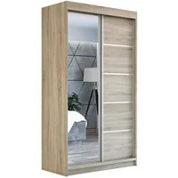 A&J MöbelLand GmbH Schiebetürenschrank GAPI mit Spiegel (TOP ANGEBOT! Geräumiger Schrank mit viel Stauraum:6 Regalen und 1 Kleiderstange – -ideal zur Aufbewahrung von Kleidung und Accessoires. TOP PRODUKT! Farbe und Größe (120 cm, 160 cm, 180 cm) zur