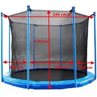 walexo Gartentrampolin Trampolin Innenliegendes Sicherheitsnetz für 6- oder 8 Stangensysteme, Ø 244 cm, (6 tlg)