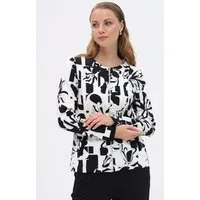 Passioni Strickjacke Reißverschlussjacke mit grafischen Textmustern