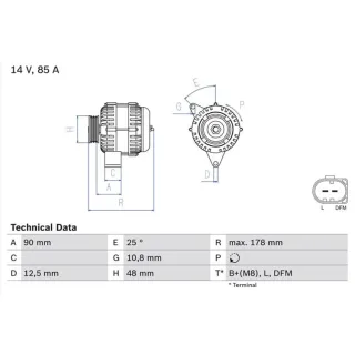 Bosch Lichtmaschine 85A MG Mg Mgf Rover 25 400 45 Streetwise