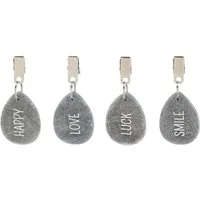 Meinposten Beschwerungsgewicht 4er Set Tischdeckenbeschwerer grau Stein Love Luck Happy Smile, (Set), 4 Stück