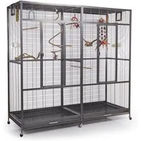 Montana Cages Voliere New Sydney II - ca. 180 x 70 x 180 cm, Antik, Doppelvoliere, Vogelvoliere XXL für Wellensittiche, Finken