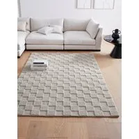 LeGer Home by Lena Gercke Teppich Esmé, Hochflor-Teppiche, weich, Boho, rechteckig, Höhe: 23 mm, Hoch-Tief-Struktur, Uni, Kästchen, Wohnzimmer, Schlafzimmer, Esszimmer