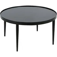 HELA Couchtisch RON, Couchtisch rund, Glasplatte Schwarz, Vierfußgestell