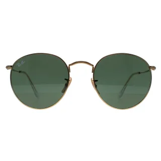 Lunettes De Soleil Ray-Ban Rond En Métal 3447 001 Or Vert 50mm
