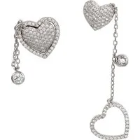 SilberDream Paar Ohrhänger SilberDream weiß Herz Doppelohrring (Ohrhänger), Damen Ohrhänger Herz Doppelohrring 925 Sterling Silber, weiß, silber