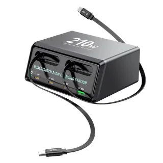 [GaN Tech] Bakeey WLX-60E PD210W 6-Port USB PD Charger USB-A+3USB-C+2Type-C Extension Cables PD QC3.0 Fast Charging Desk