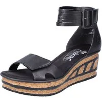 Rieker Sandalette, Sommerschuh, Sandale, Keilabsatz, mit Laufsohle in Kork-Optik