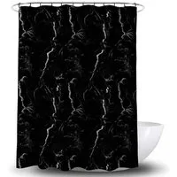 Euroshowers GmbH Duschvorhang Marmor Schwarz 180 × 200 cm Polyester mit 12 Ringen Breite 180 cm