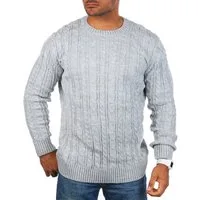 CARISMA Strickpullover Herren mit Zopf Cable Strickmuster Uni Rundhals retro klassisch 7880