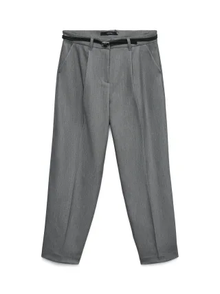 VERO MODA - VMELMA MW BARREL BELT ANKLE PANT NOOS Medium Grey Melange - Gr. - 30