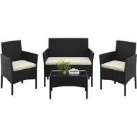 Yaheetech Balkonset Gartenmöbel-Set 4-er Set Rattanmöbel für 4 Personen, Gartengarnitur aus Zweisitzer-Sofa & 2 Einzelsofas & Kaffeetisch