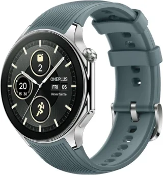 OnePlus Watch 2 [inkl. Kautschuk-Armband emerald grün] 46mm Edelstahlgehäuse silber