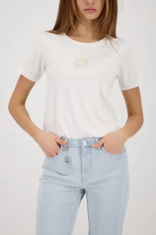 monari - T-Shirt mit Mini-Druck off-white - Gr. - 40