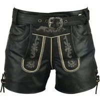 Fuente Leather Wears Trachtenlederhose Kurze Damen Trachtenlederhose Schwarz Glattleder