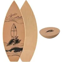F2 Balanceboard F2 Set Kork Balance Board Surf Flat Shape 74x30cm + Halbkugel