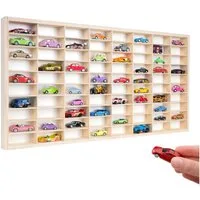 Creative Deco Schubladenbox Setzkasten Holz Sammlervitrine für Autos - 80 verstellbare Fächer, Wandregal für Miniaturen