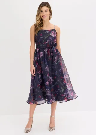 bonprix Midikleid aus zartem Tüll mit Bindeband, weiß, Gr.48, Feminines Trägerkleid in Midi-Länge aus zartem Tüll mit Bindeband in der Taille