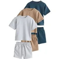 Next T-Shirt & Shorts Kurzärmeliges T-Shirt und Shorts im 3er-Set (6-tlg)
