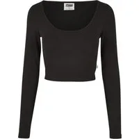 URBAN CLASSICS Langarmshirt Urban Classics Damen Ladies Organic Wide Neck Cropped Longsleeve (1-tlg)