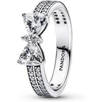 Pandora Silberring 193552C01, für Damen Funkelnde Schleife Doppelreihe