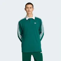 adidas Originals Poloshirt 3-STREIFEN RUGBY LONGSLEEVE POLO mit Druckknopf, aus Baumwolle