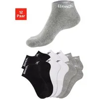 Bench. Sportsocken Damen Herren Tennis Kurzsocken (Packung, 12-Paar, Quarter socken Gr. 35-38 bis 47-48) mit Halbfußfrottee und Mittelfußgummi