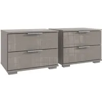 Wimex Nachtkommode (2er-Set) je 2 Schübe, SAHARAGRAU - 52x40x38cm (BxHxT) (2er-Set)