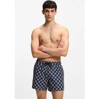 HUGO Badeshorts AARON mit Schachbrett-Logos, elastischer Bund