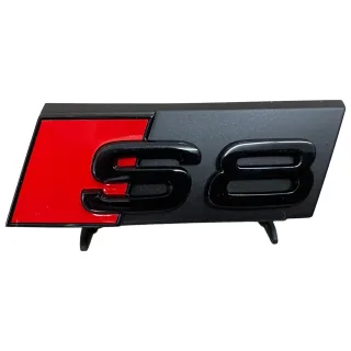 Original Audi S8 A8 Black Edition Emblem Schriftzug Logo Emblem in Schwarz glänzend für Kühlergrill