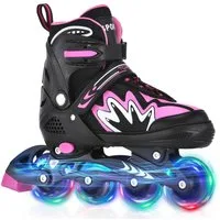GARRYFIZH Inlineskates Inlineskates Rosa Inline Skates Inline Skates Kinder, Verstellbare Größe Leuchtrad Größe L