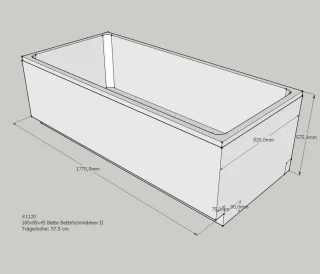 Neuesbad Wannenträger für Bette Schmiddem II 1800x850 Überl. breite Seite SW11477