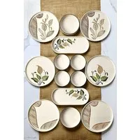 Hermia Concept Frühstücks-Geschirrset 6 Tellern, 2 Platten und 6 Schüsseln Dieses Set 100 % Keramik (14-tlg), 6 Personen, Keramik, Steinzeug, spülmaschinenfest und mikrowellengeeignet