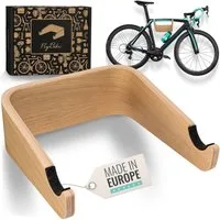 madeco Fahrradwandhalterung FlyBike Fahrrad Wandhalterung Holz - Design Fahrradhalter für Wohnung (mit Fischer Dübeln und Wollfilz Rahmenschutz), für Rennrad, Gravelbike, Mountainbike, Fixie